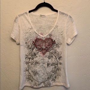 Rhinestone embellished‎ Burn out T